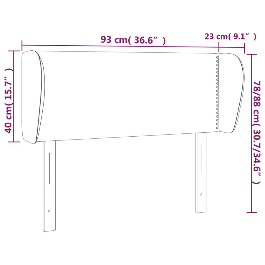 Hoofdbord Met Randen Stof Donkergrijs 93 x 23 x 78/88 cm