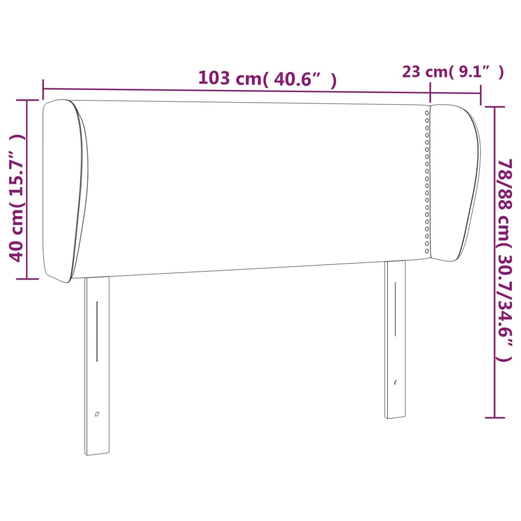 Hoofdbord met randen 103x23x78/88 cm stof zwart 103 x 23 x 78/88 cm
