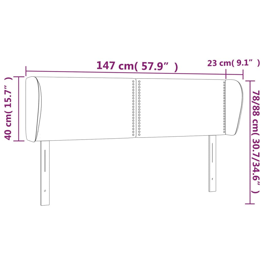 Hoofdbord Met Randen Stof Donkergrijs 147 x 23 x 78/88 cm