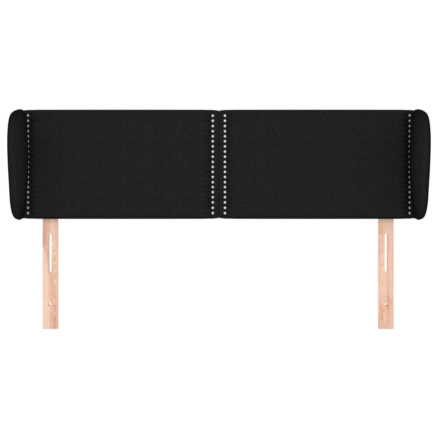 Hoofdbord Met Randen Stof Zwart 147 x 23 x 78/88 cm