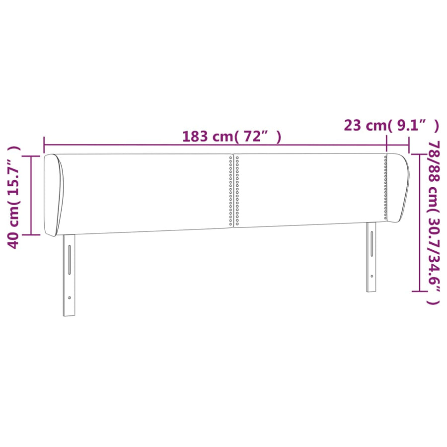 Hoofdbord Met Randen Stof Donkergrijs 183 x 23 x 78/88 cm