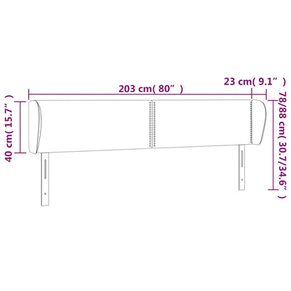 Hoofdbord Met Randen Stof Lichtgrijs 203 x 23 x 78/88 cm