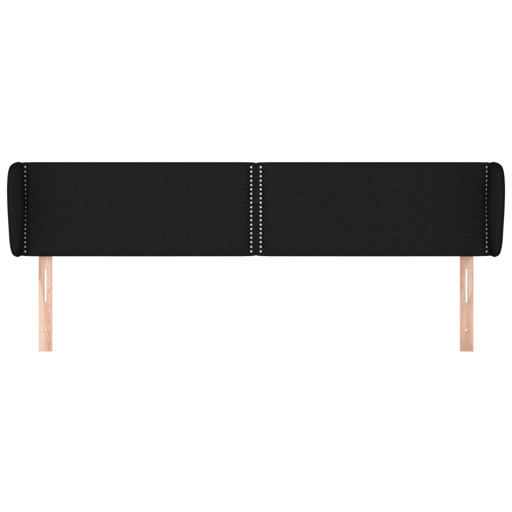 Hoofdbord Met Randen Stof Zwart 203 x 23 x 78/88 cm
