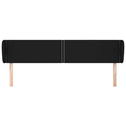 Hoofdbord Met Randen Stof Zwart 203 x 23 x 78/88 cm