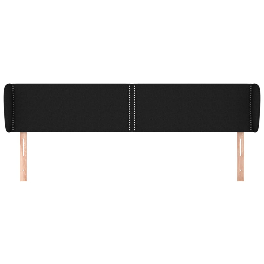 Hoofdbord Met Randen Stof Zwart 203 x 23 x 78/88 cm