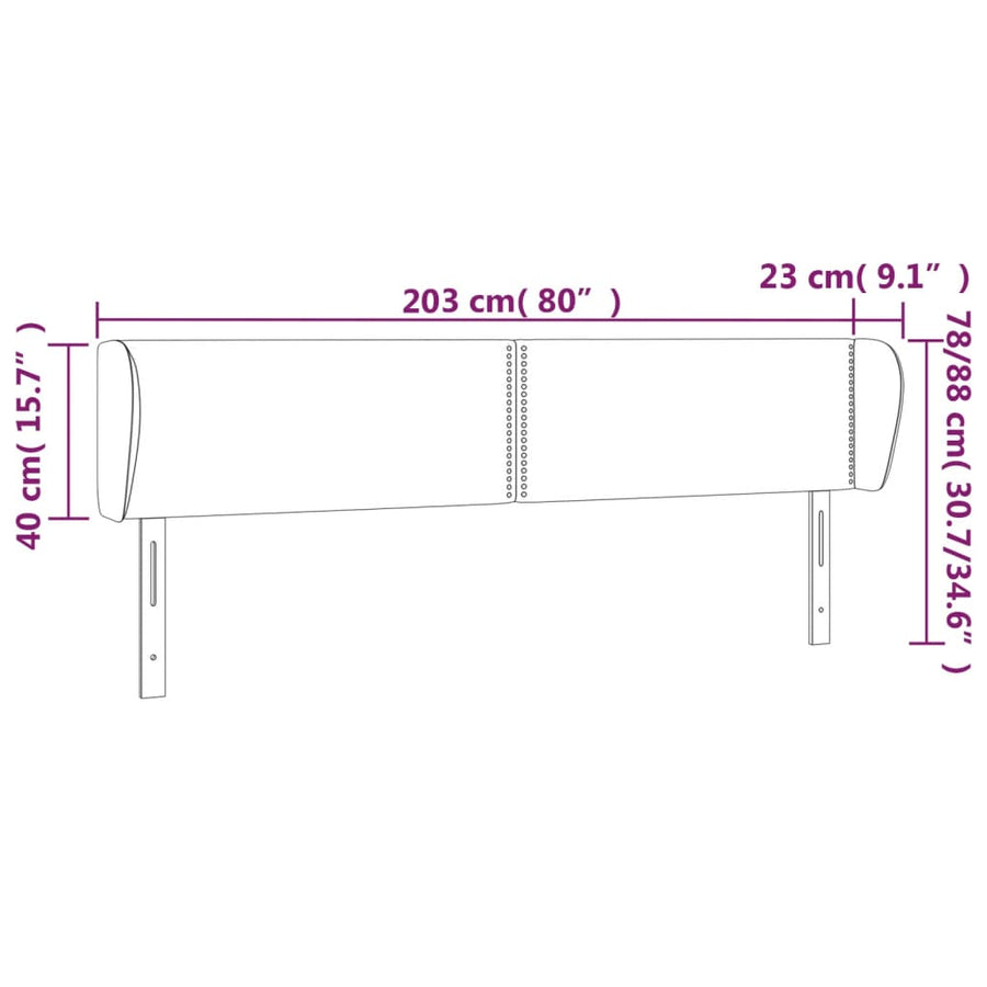 Hoofdbord Met Randen Stof Taupe 203 x 23 x 78/88 cm