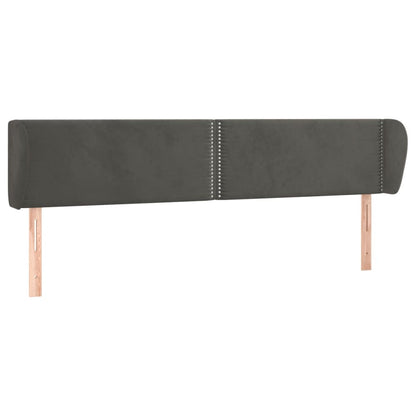 Hoofdbord Met Randen Fluweel 163 x 23 x 78/88 cm Donkergrijs