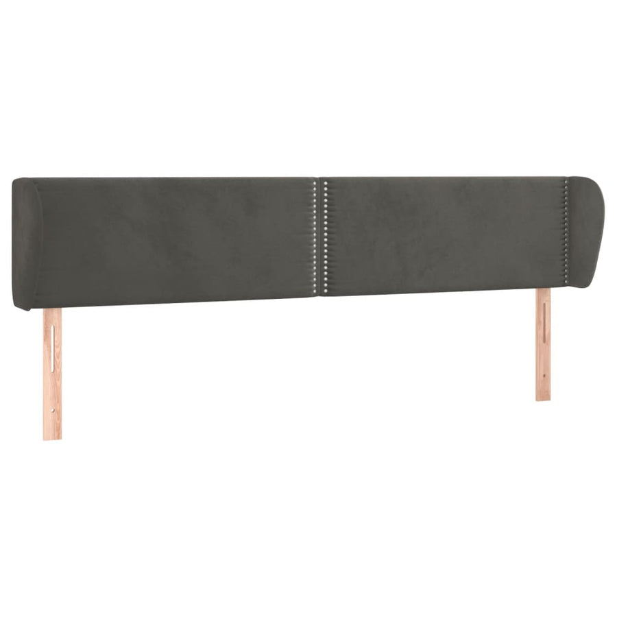 Hoofdbord Met Randen Fluweel 163 x 23 x 78/88 cm Donkergrijs