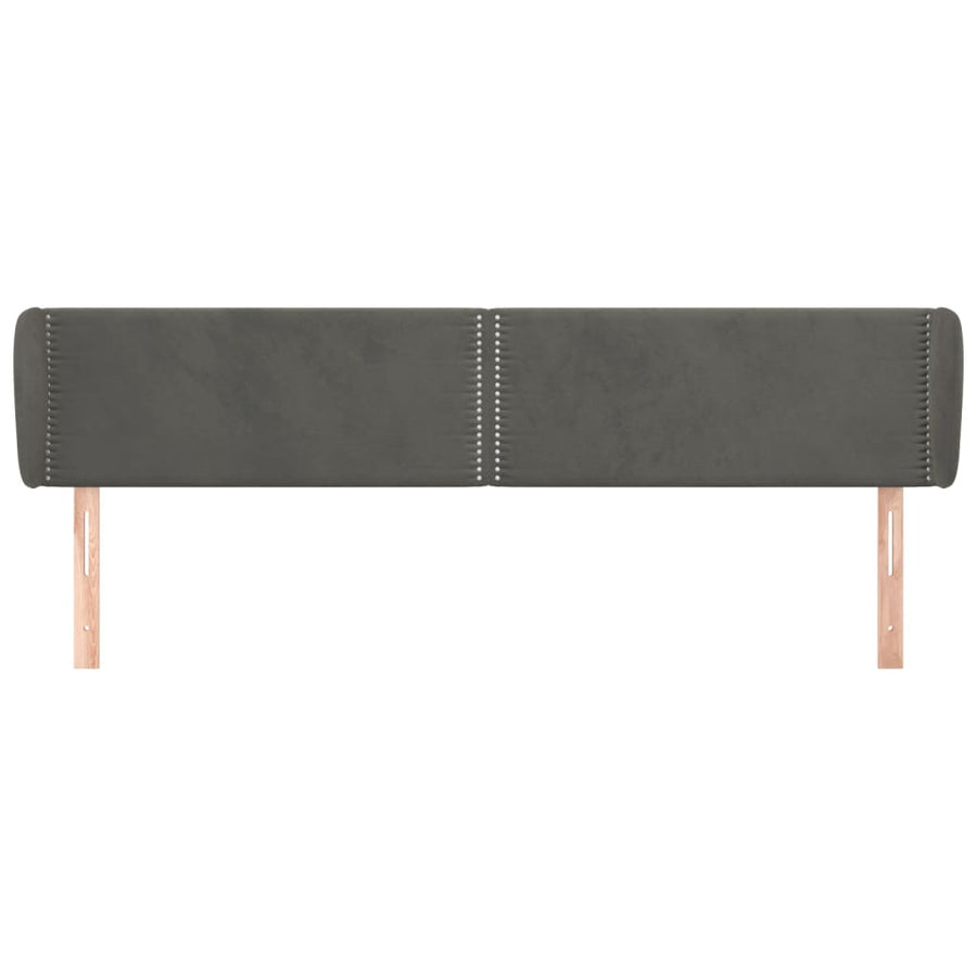 Hoofdbord Met Randen Fluweel 163 x 23 x 78/88 cm Donkergrijs