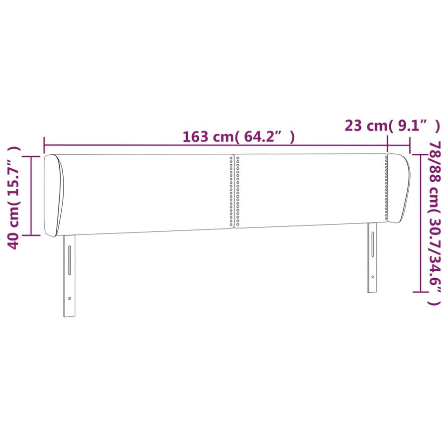 Hoofdbord Met Randen Fluweel 163 x 23 x 78/88 cm Donkergrijs