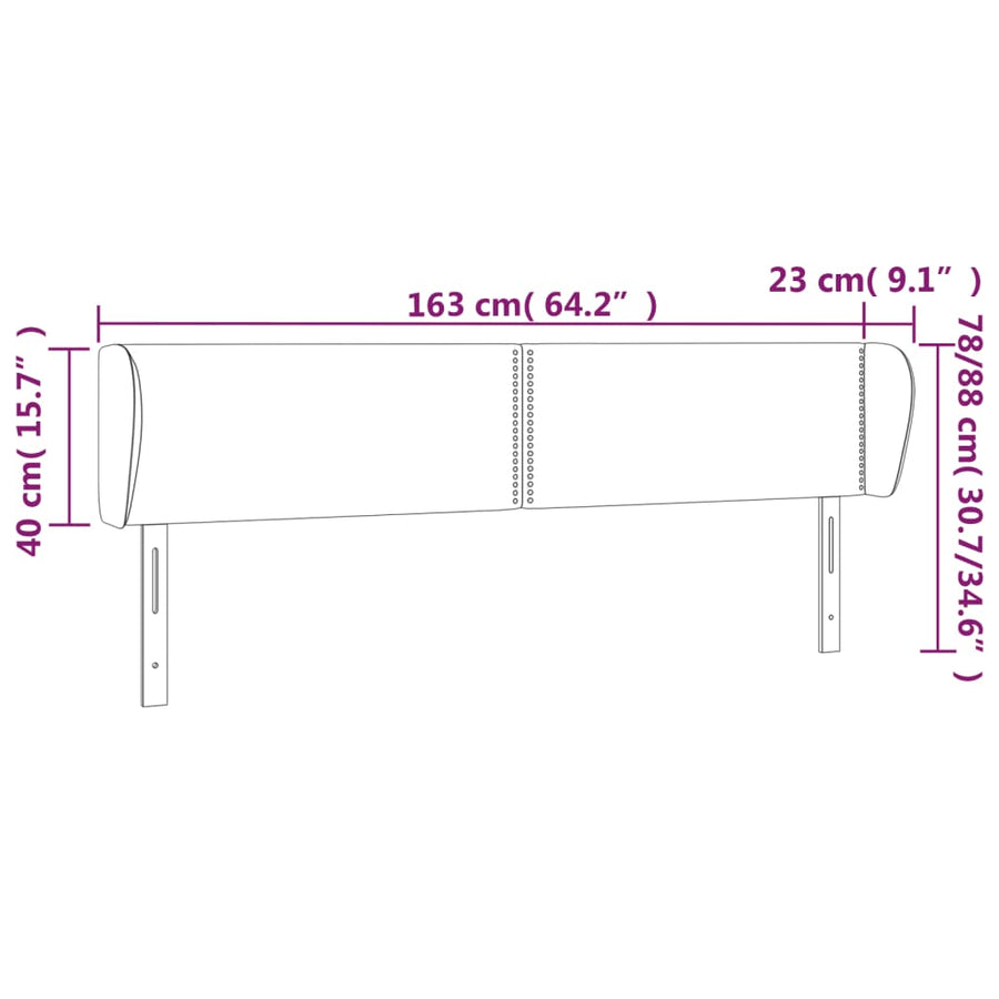 Hoofdbord Met Randen Fluweel 1 163 x 23 x 78/88 cm Donkerblauw