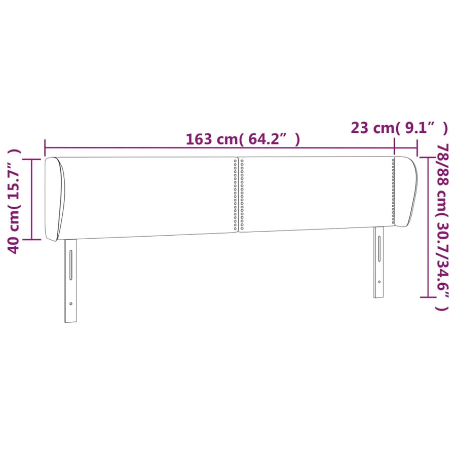 Hoofdbord Met Randen Fluweel 163 x 23 x 78/88 cm Roze