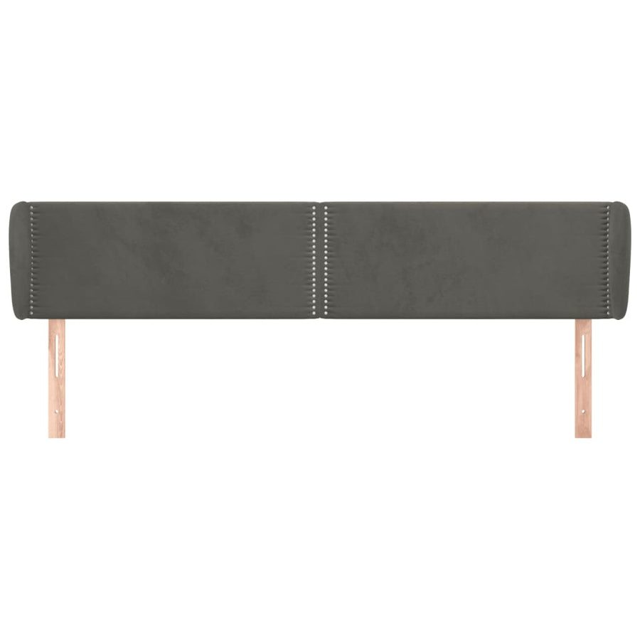 Hoofdbord Met Randen Fluweel 183 x 23 x 78/88 cm Donkergrijs