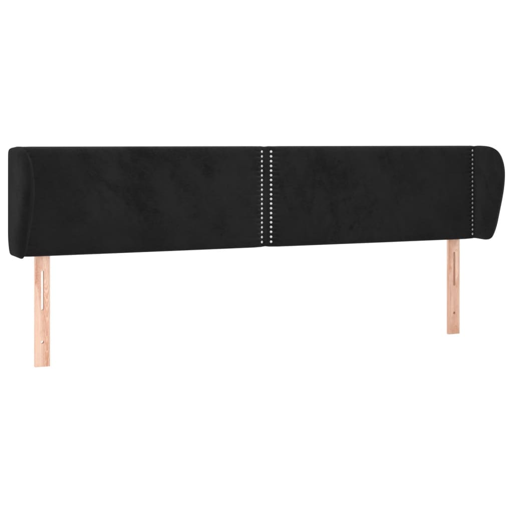 Hoofdbord Met Randen Fluweel 183 x 23 x 78/88 cm Zwart