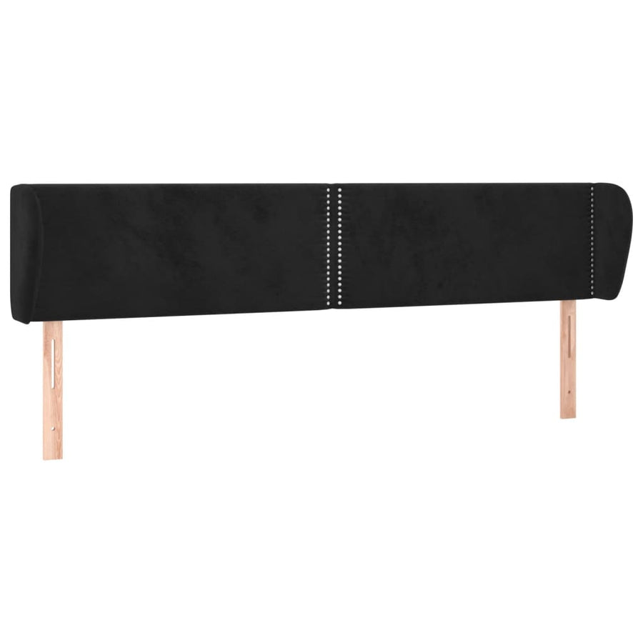 Hoofdbord Met Randen Fluweel 183 x 23 x 78/88 cm Zwart