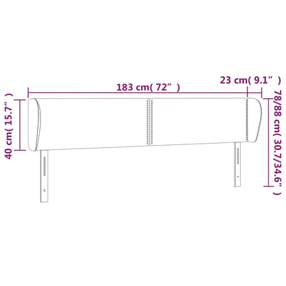 Hoofdbord Met Randen Fluweel 183 x 23 x 78/88 cm Roze