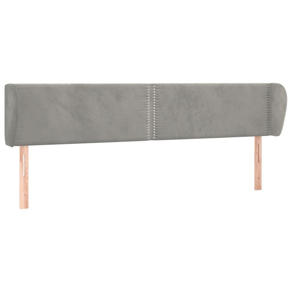 Hoofdbord Met Randen Fluweel 203 x 23 x 78/88 cm Lichtgrijs
