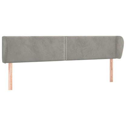 Hoofdbord Met Randen Fluweel 203 x 23 x 78/88 cm Lichtgrijs