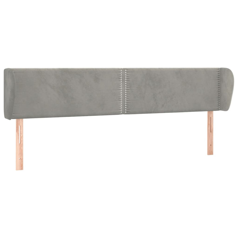 Hoofdbord Met Randen Fluweel 203 x 23 x 78/88 cm Lichtgrijs