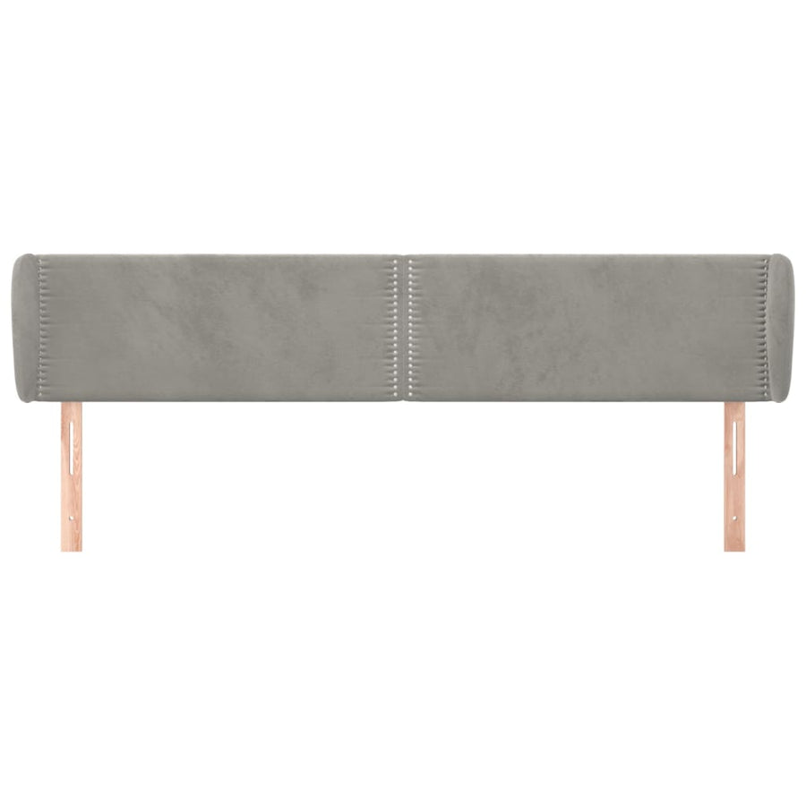 Hoofdbord Met Randen Fluweel 203 x 23 x 78/88 cm Lichtgrijs