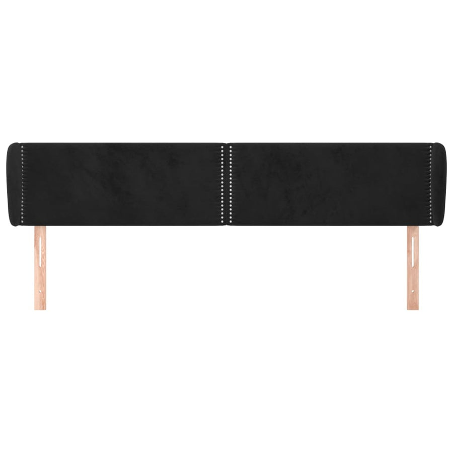 Hoofdbord Met Randen Fluweel 203 x 23 x 78/88 cm Zwart