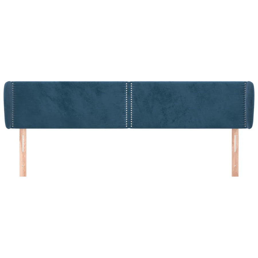 Hoofdbord Met Randen Fluweel 1 203 x 23 x 78/88 cm Donkerblauw