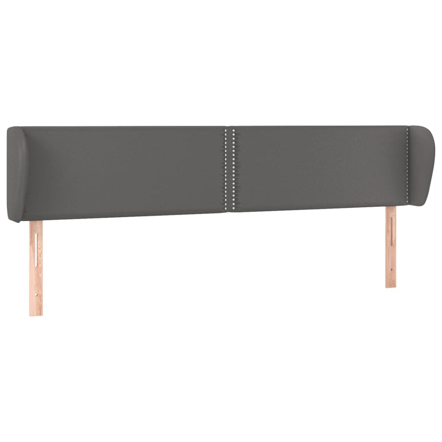 Hoofdbord met randen 203x23x78/88 cm kunstleer grijs 203 x 23 x 78/88 cm Grijs