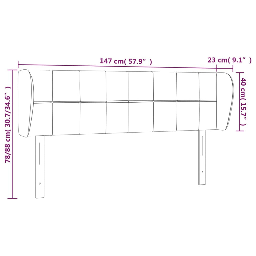 Hoofdbord met randen 147x23x78/88 cm stof lichtgrijs 147 x 23 x 78/88 cm Lichtgrijs