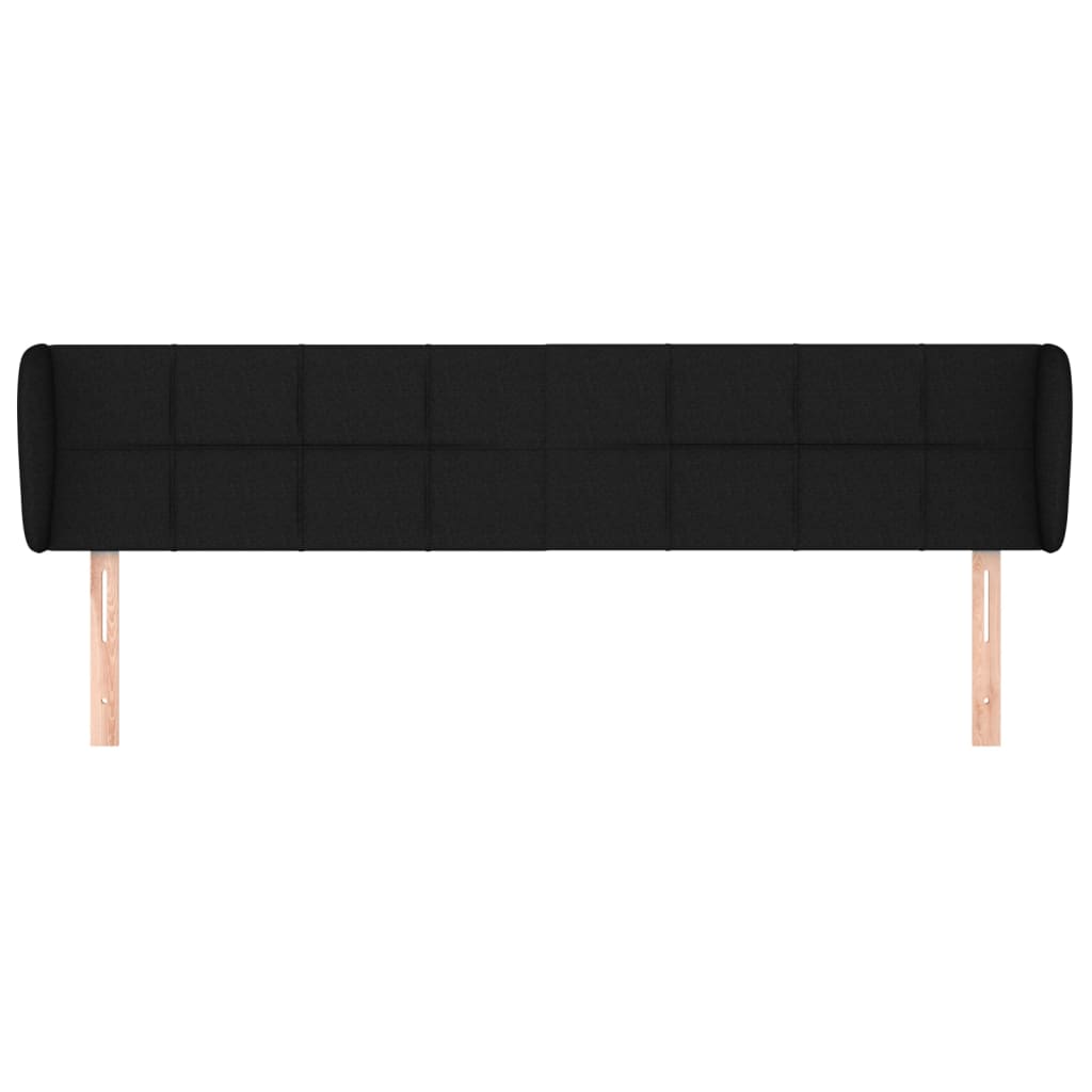 Hoofdbord met randen 183x23x78/88 cm stof zwart 183 x 23 x 78/88 cm Zwart