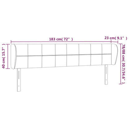 Hoofdbord Met Randen Stof 183 x 23 x 78/88 cm Blauw
