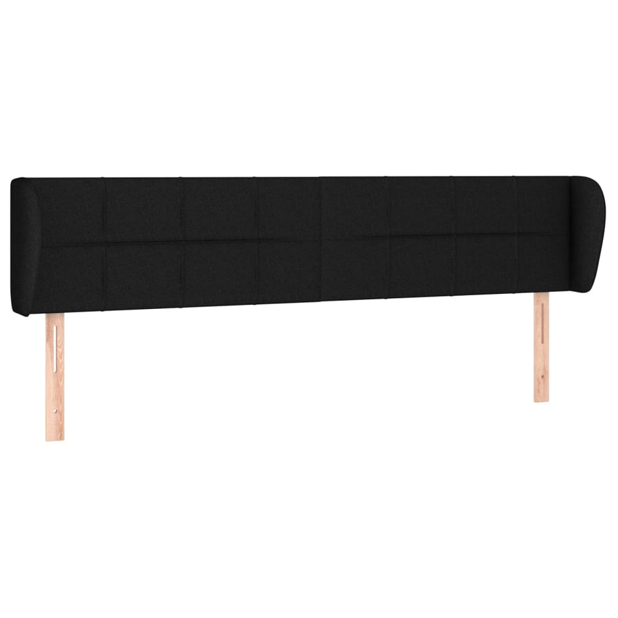 Hoofdbord met randen 203x23x78/88 cm stof zwart 203 x 23 x 78/88 cm Zwart