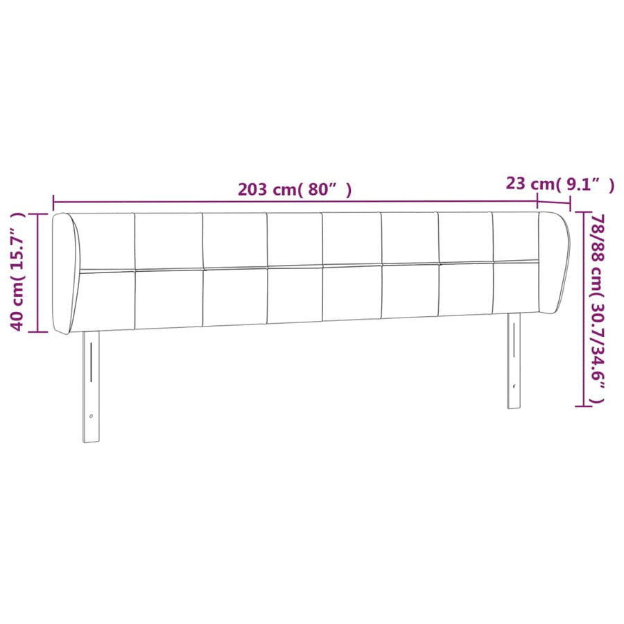 Hoofdbord Met Randen Stof 203 x 23 x 78/88 cm Taupe