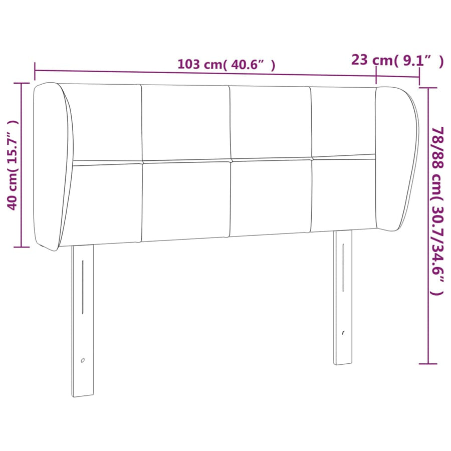 Hoofdbord Met Randen Fluweel 1 103 x 23 x 78/88 cm Donkerblauw