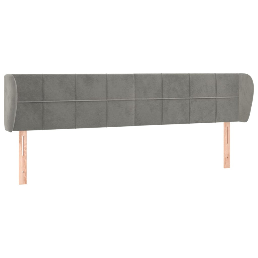 Hoofdbord met randen 163x23x78/88 cm fluweel lichtgrijs 163 x 23 x 78/88 cm Lichtgrijs