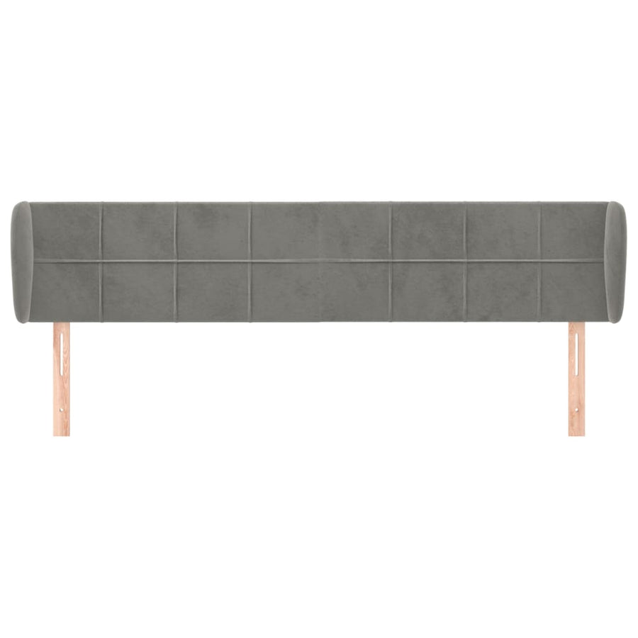 Hoofdbord met randen 163x23x78/88 cm fluweel lichtgrijs 163 x 23 x 78/88 cm Lichtgrijs