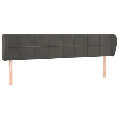 Hoofdbord met randen 163x23x78/88 cm fluweel donkergrijs 163 x 23 x 78/88 cm Donkergrijs
