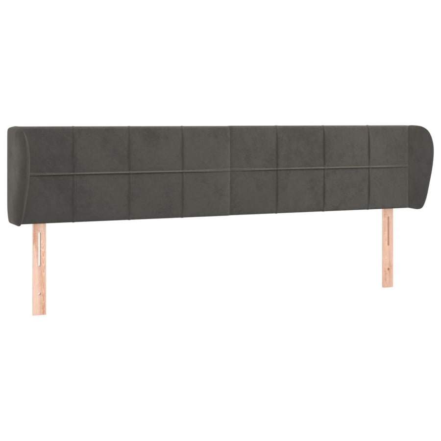 Hoofdbord met randen 163x23x78/88 cm fluweel donkergrijs 163 x 23 x 78/88 cm Donkergrijs