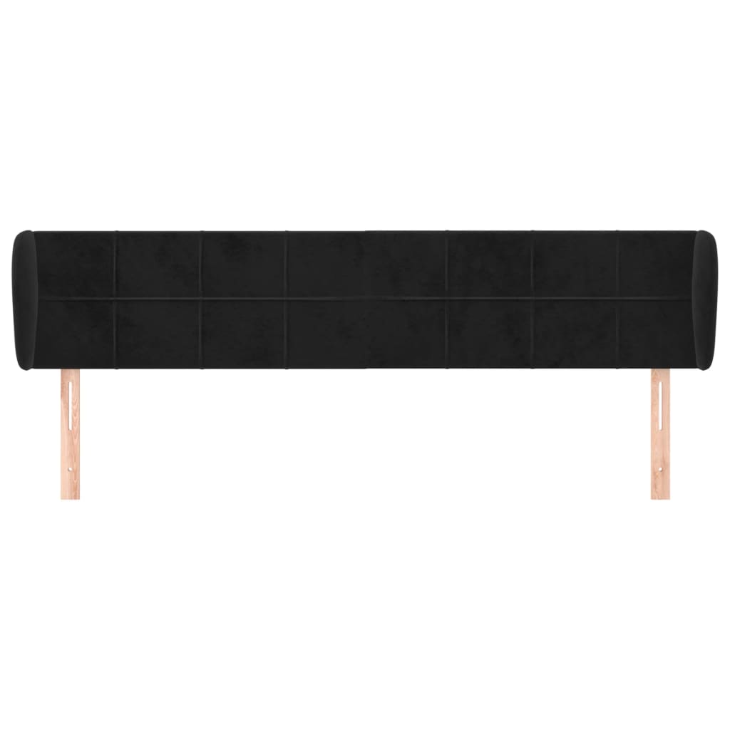 Hoofdbord met randen 163x23x78/88 cm fluweel zwart 163 x 23 x 78/88 cm Zwart