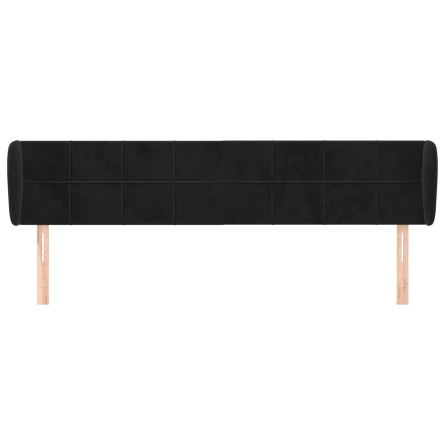 Hoofdbord met randen 163x23x78/88 cm fluweel zwart 163 x 23 x 78/88 cm Zwart