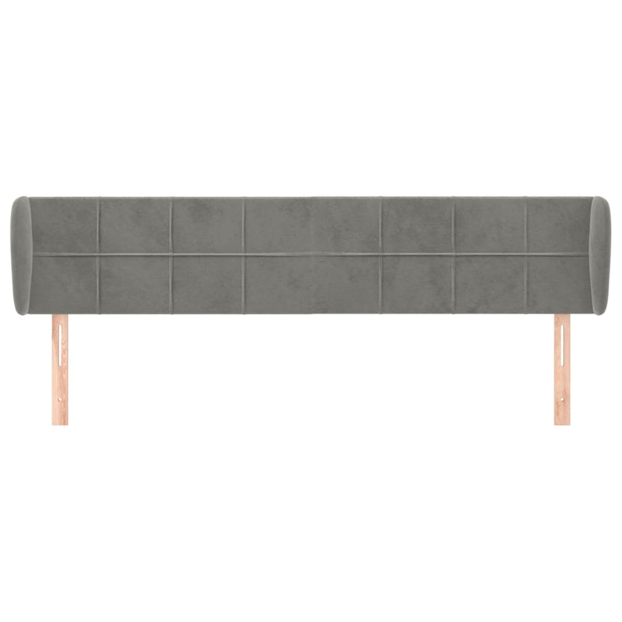 Hoofdbord met randen 183x23x78/88 cm fluweel lichtgrijs 183 x 23 x 78/88 cm Lichtgrijs