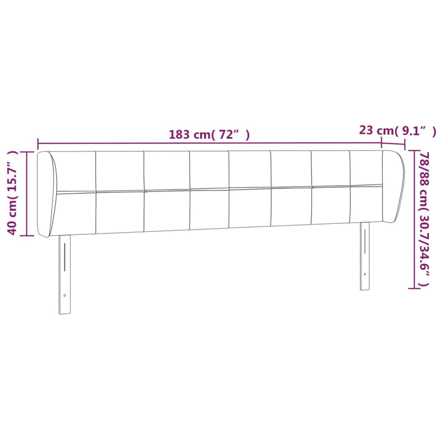 Hoofdbord met randen 183x23x78/88 cm fluweel donkergrijs 183 x 23 x 78/88 cm Donkergrijs