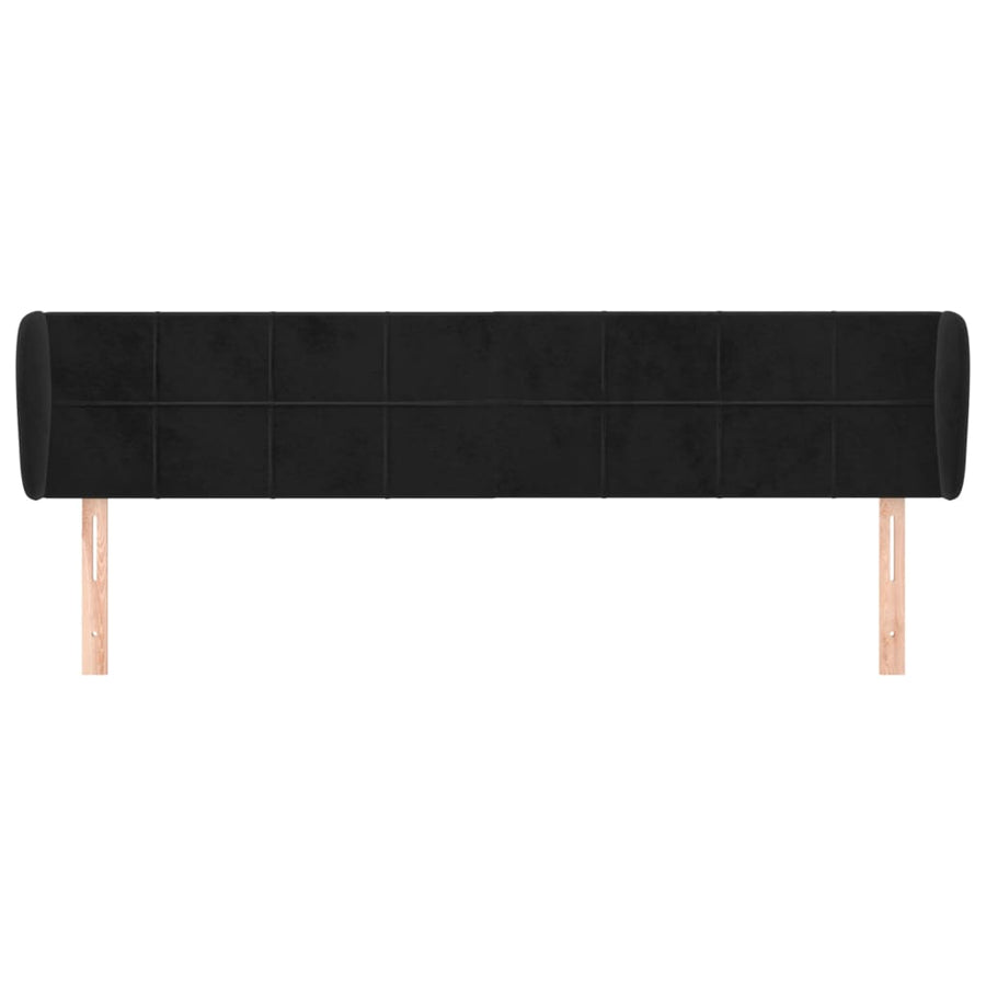Hoofdbord met randen 183x23x78/88 cm fluweel zwart 183 x 23 x 78/88 cm Zwart