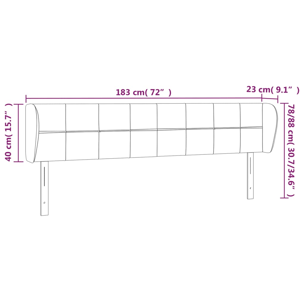 Hoofdbord Met Randen Fluweel 1 183 x 23 x 78/88 cm Donkerblauw