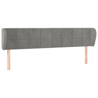 Hoofdbord met randen 203x23x78/88 cm fluweel lichtgrijs 203 x 23 x 78/88 cm Lichtgrijs