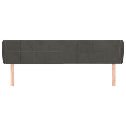 Hoofdbord met randen 203x23x78/88 cm fluweel donkergrijs 203 x 23 x 78/88 cm Donkergrijs