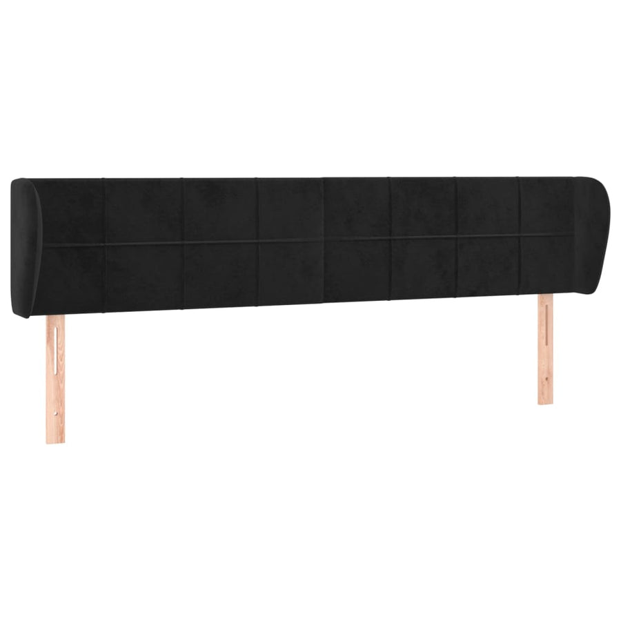 Hoofdbord met randen 203x23x78/88 cm fluweel zwart 203 x 23 x 78/88 cm Zwart