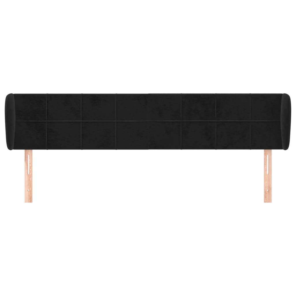 Hoofdbord met randen 203x23x78/88 cm fluweel zwart 203 x 23 x 78/88 cm Zwart