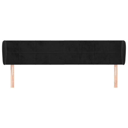 Hoofdbord met randen 203x23x78/88 cm fluweel zwart 203 x 23 x 78/88 cm Zwart