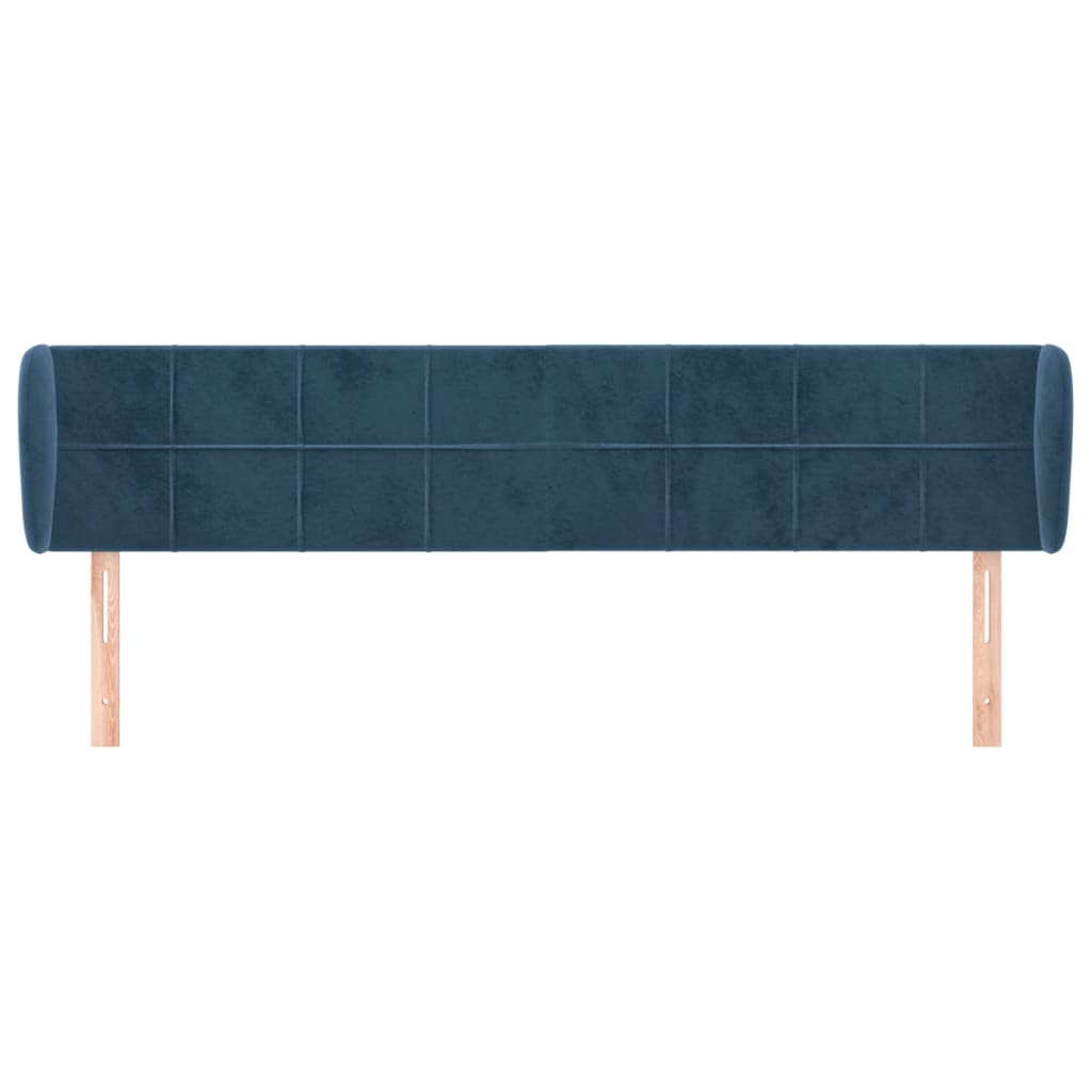 Hoofdbord Met Randen Fluweel 1 203 x 23 x 78/88 cm Donkerblauw