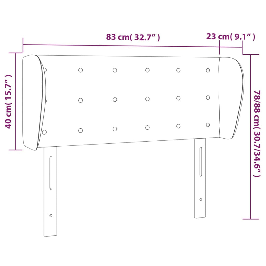 Hoofdbord met randen 83x23x78/88 cm kunstleer cappuccinokleur 83 x 23 x 78/88 cm Cappuccino